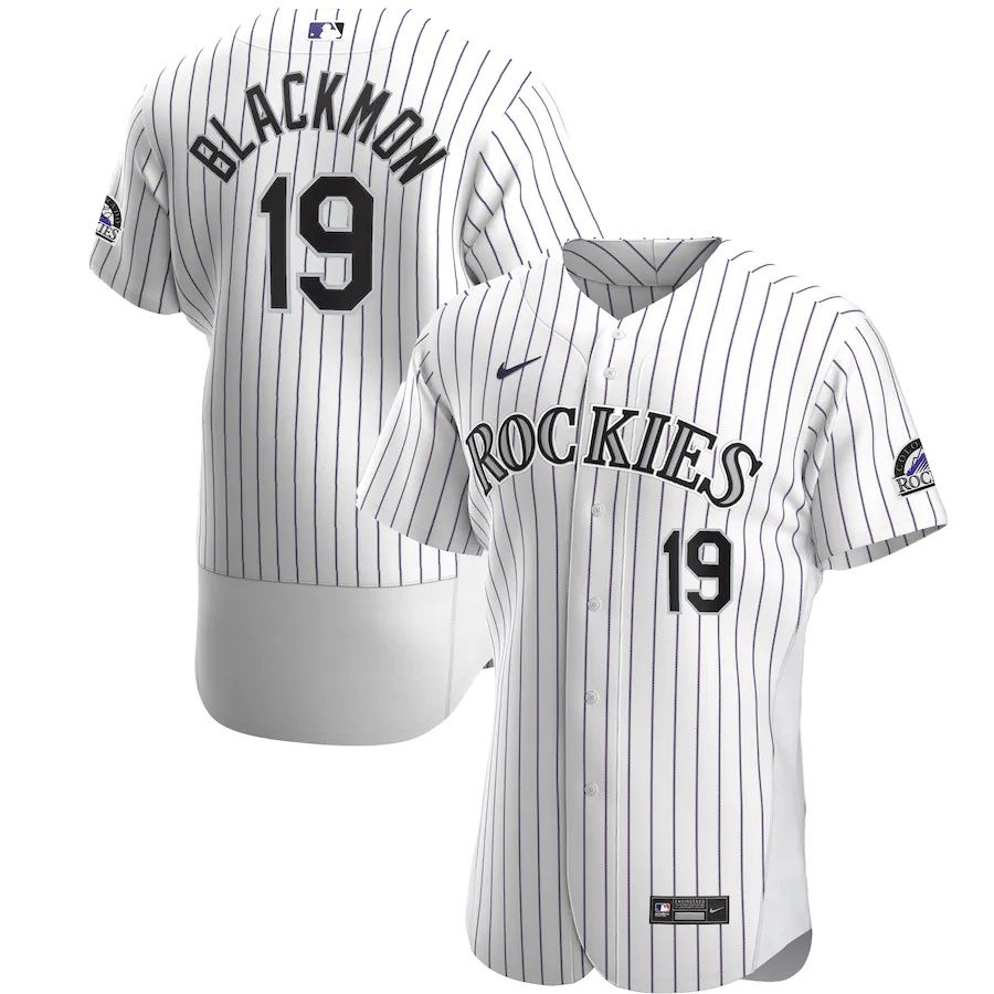 Mens Colorado Rockies #19 Charlie Blackmon Nike White Home Authentic Player MLB Jerseys
